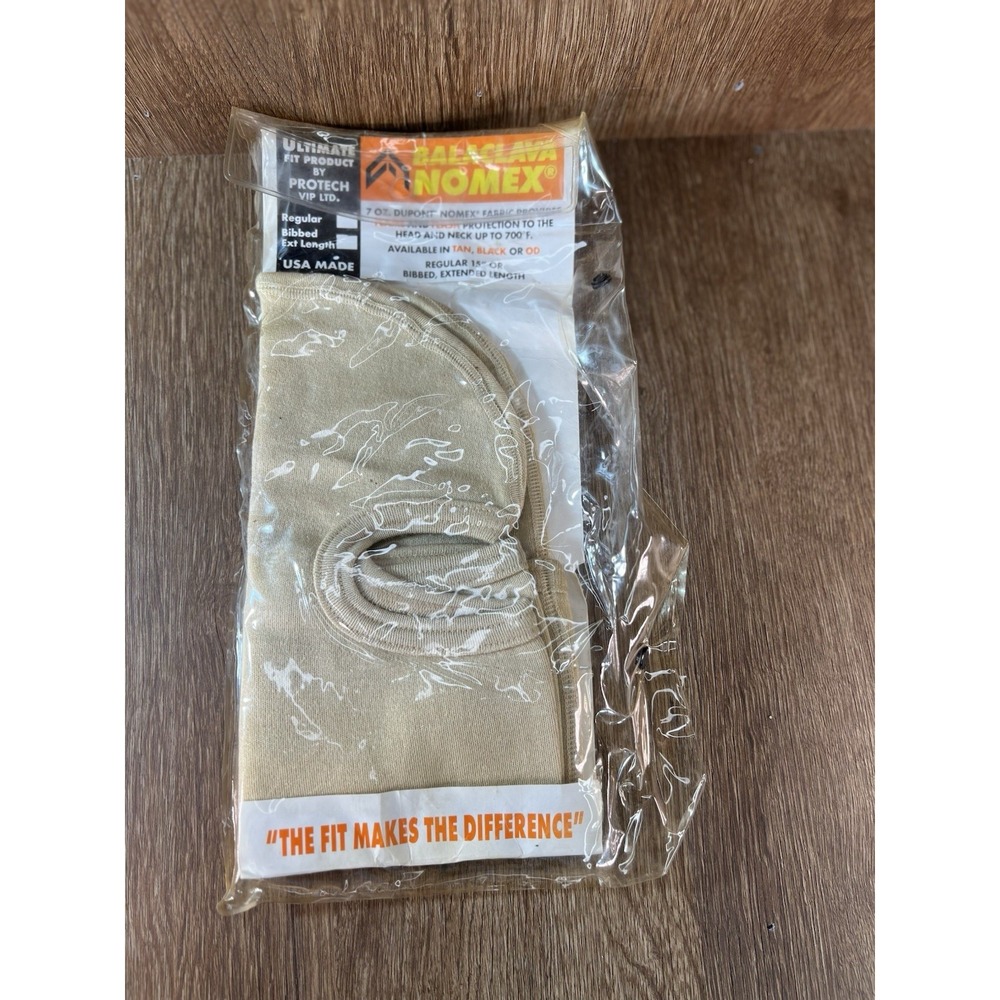 Protech VIP Ltd Nomex Balaclava Tan Flame Resistant Extended Bib Hood USA Made